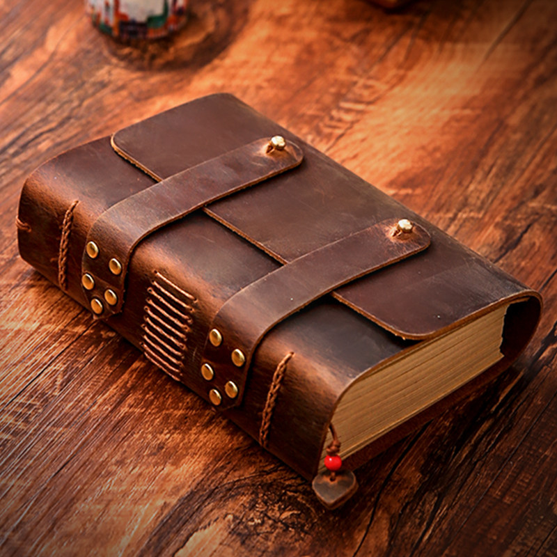 牛皮旅行日记本子复古铆钉创意手工定制记事本加厚手账笔记本文具