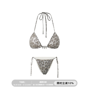 PEMPL·银色蛇纹比基尼辣妹带胸垫吊带背心海边度假游泳泡温泉