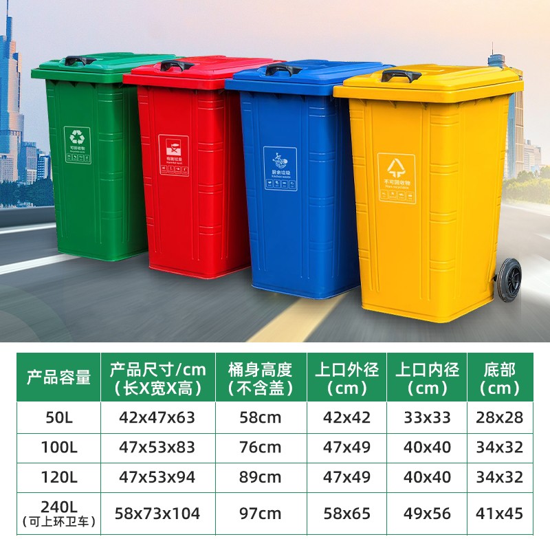 240l铁质垃圾桶不锈钢小区上挂车大号加厚轮子室外120L户外果皮箱