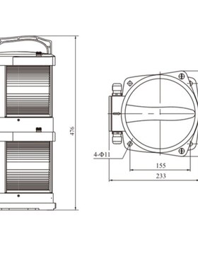 海星船用LED光源双层航行信号灯CXwH1/2/3/4/6-102PL/102L左右舷