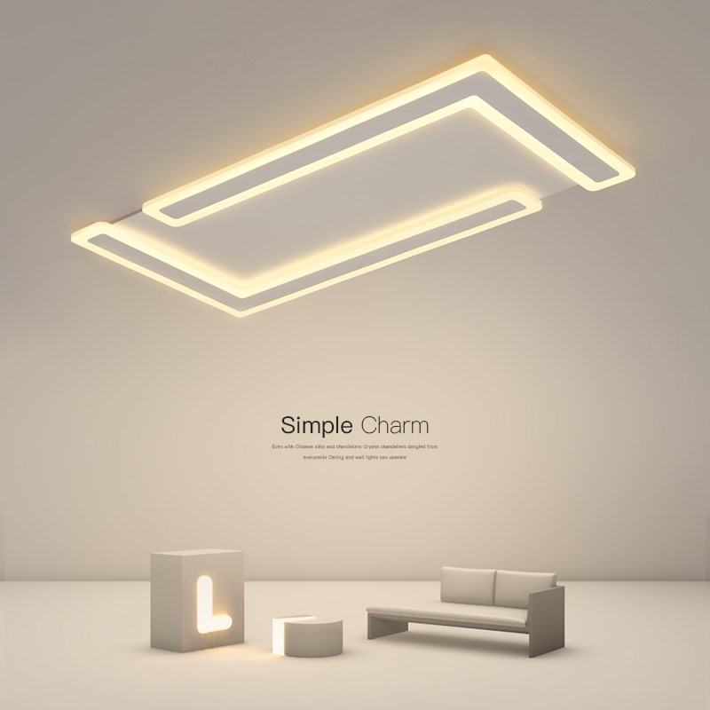 客厅灯简约现代大气家用长方形led吸顶灯创意超薄卧室灯北欧灯具