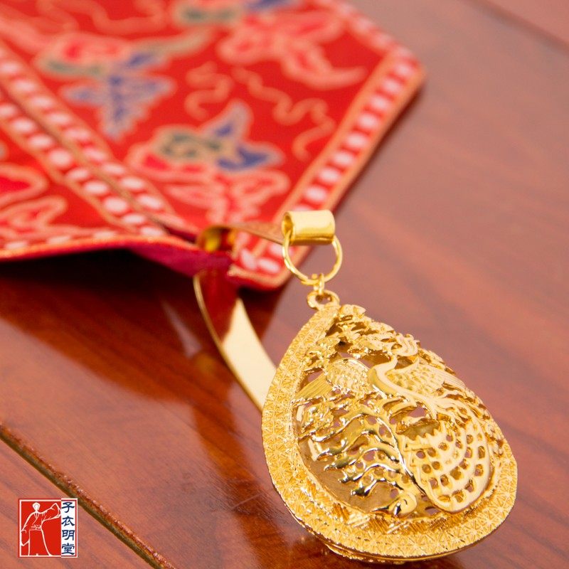 【子衣明堂】汉服明制凤舞九天金色霞帔坠婚服婚礼配饰定制合金铜