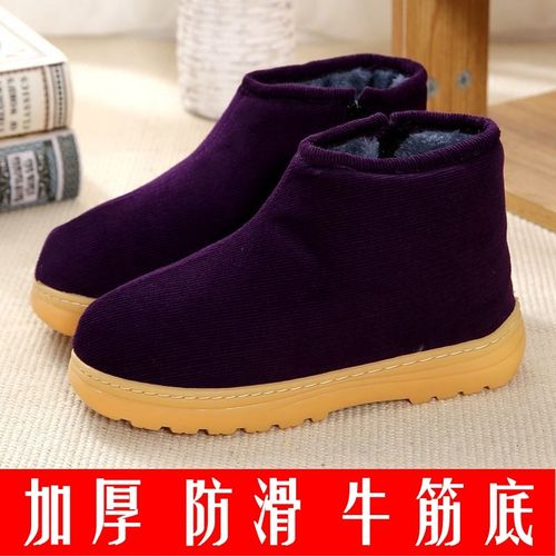 手工棉鞋冬季加绒爸妈居家保暖鞋加厚防滑牛筋底奶奶棉靴月子棉拖