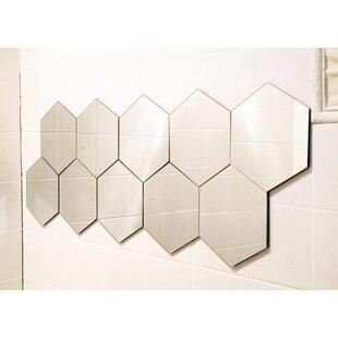 穿衣镜背景红试衣全身装饰简约粘自贴墙六角化R妆拼接网镜片镜子