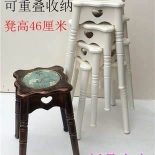 时尚创意餐e桌凳子实木餐凳家用成人高凳美式乡村凳可重叠凳