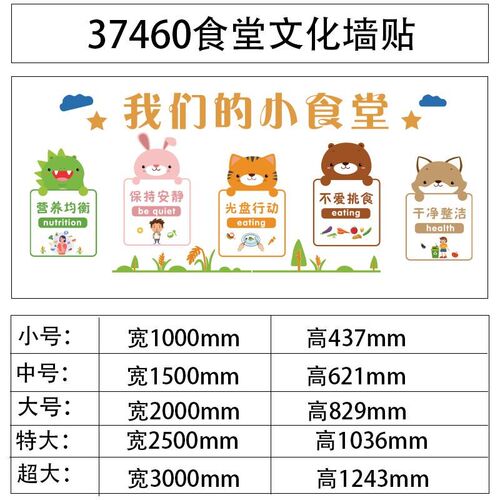 午托管班育墙面装饰食堂文化墙贴B纸小饭桌餐厅幼儿园环创主题成