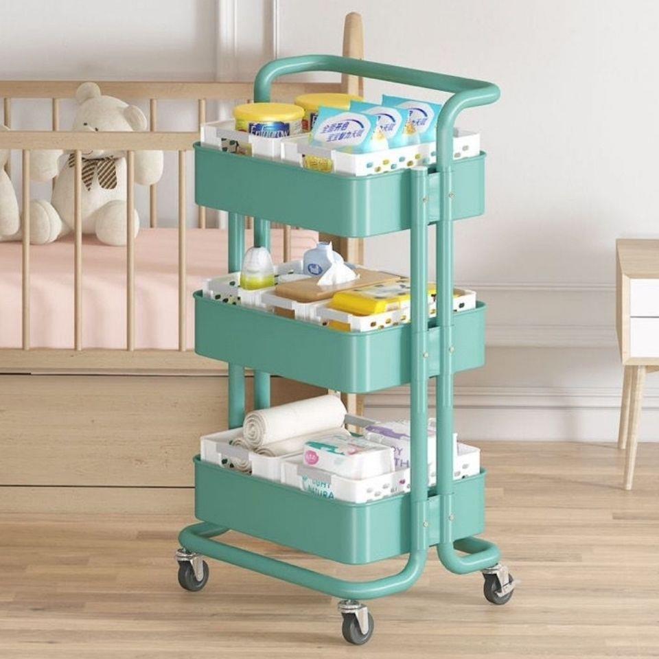 小推车置物架厨房落地浴室移动多层化妆室婴儿卧室零食收纳置物架