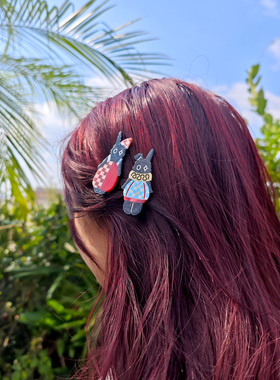 URRYKID可爱呆呆卡通原创设计醋酸压夹原创边夹拼接高级感侧边夹