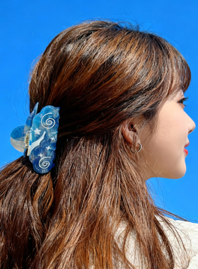 URRYKID个性原创艺术抽象海洋醋酸抓夹发抓礼物小众漩涡鲨鱼夹