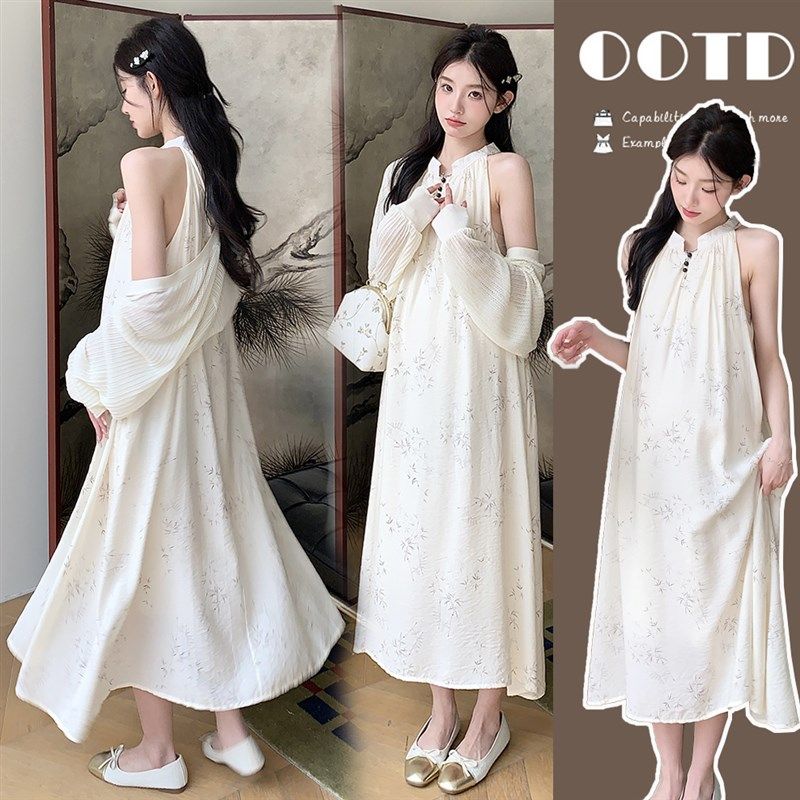 孕妇连衣裙2024夏款连衣裙新款镂空刺绣夏季显瘦气质中长款裙子潮