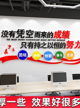 办公室墙面装饰公司背景企业文化墙员工团队激励励志标语墙贴画纸