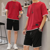 搭配帅气学生休闲五分裤 运动套装 两件套 潮流韩版 2020新款 男士 夏装