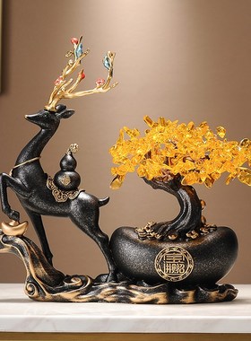新中式发财树摇钱树摆件办公室前台酒柜装饰乔迁新居礼品开业礼品