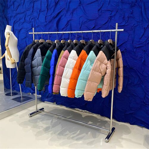 服装店展示架不锈钢拉丝银衣架落地式童装货架女装挂衣杆陈列架子