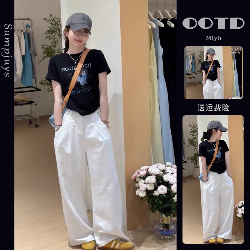 2025新款超火夏装一整套大方得体穿搭高级感休闲阔腿裤两件套装女