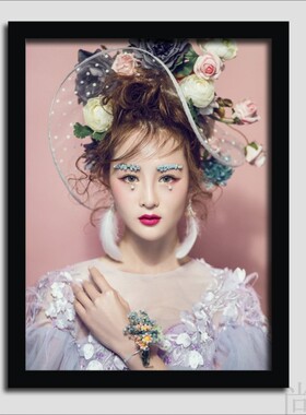 时尚创意彩妆海报妆容挂画相框化妆美妆工作室学校装饰画 有框画