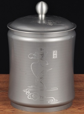 纯锡茶叶罐摆件锡制茶罐防潮密封罐储存罐锡罐家居客厅茶几装饰品