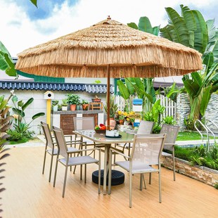 户外伞庭院室外太阳伞q广告茅草中柱伞阳台桌椅遮阳伞户外海摊伞