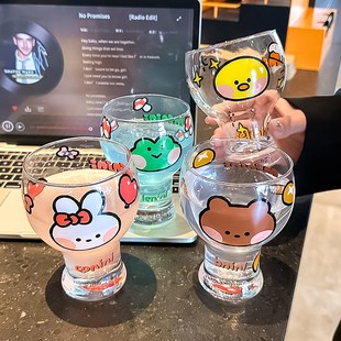 玻璃啤酒杯家用高颜值2025新款 喝水大容量果汁杯可爱牛奶饮料杯子