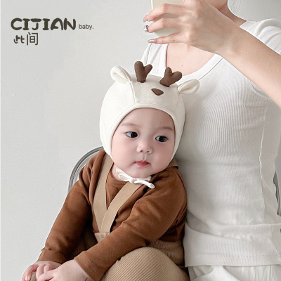 婴儿帽子春秋季新生儿护囟门帽男宝女宝超萌护耳帽宝宝可爱套头帽