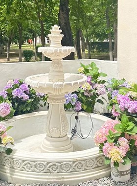 欧式户外庭院装饰摆件园林别墅阳台花园J喷泉流水池婚庆树脂许愿