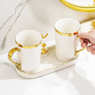 轻奢漱口杯情侣刷牙杯q子家用高档洗漱套装高颜值陶瓷牙缸牙具