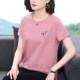 t恤女妈妈夏装 2024新款 中老年减龄宽松上衣时尚 纯棉短袖 洋气小衫