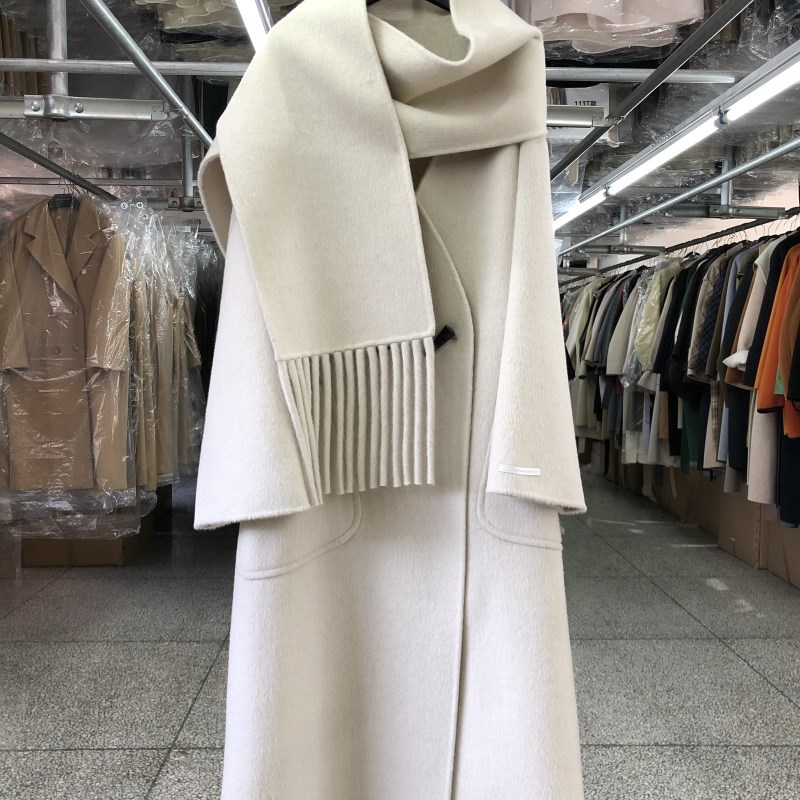 大围巾无领双面羊绒大衣女中长款25秋冬新款韩版宽松简约 a型外