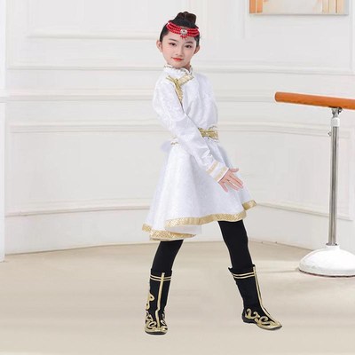 蒙古族女童男童舞蹈演出服蒙族袍服装筷子舞少数民族蒙古白马舞蹈