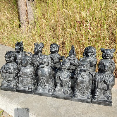 十二生肖石雕摆h件鼠牛虎兔龙蛇马羊猴鸡狗猪嘉祥青石生肖动物雕