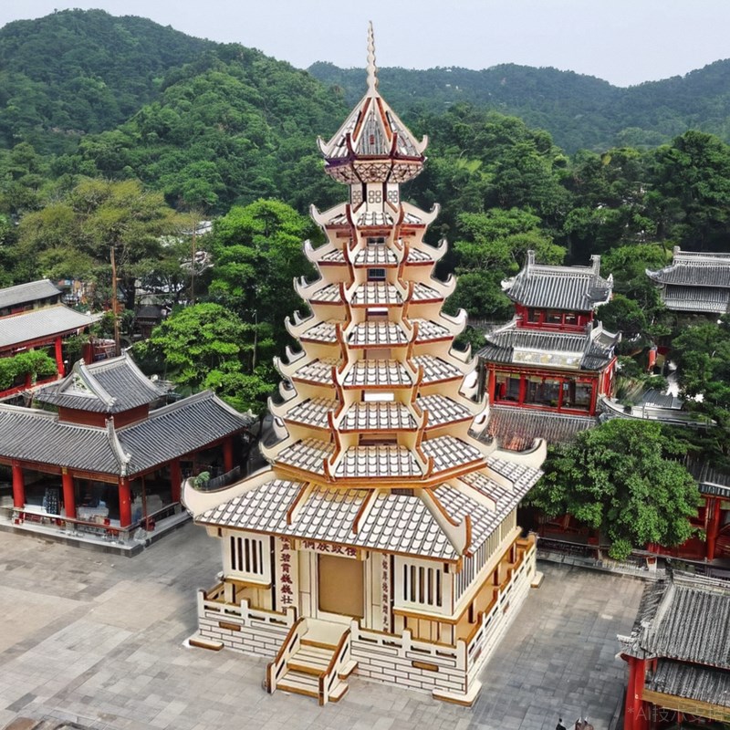 侗族鼓楼木制立体建筑古风模型拼图玩具3D立体手工DIY学校推荐新