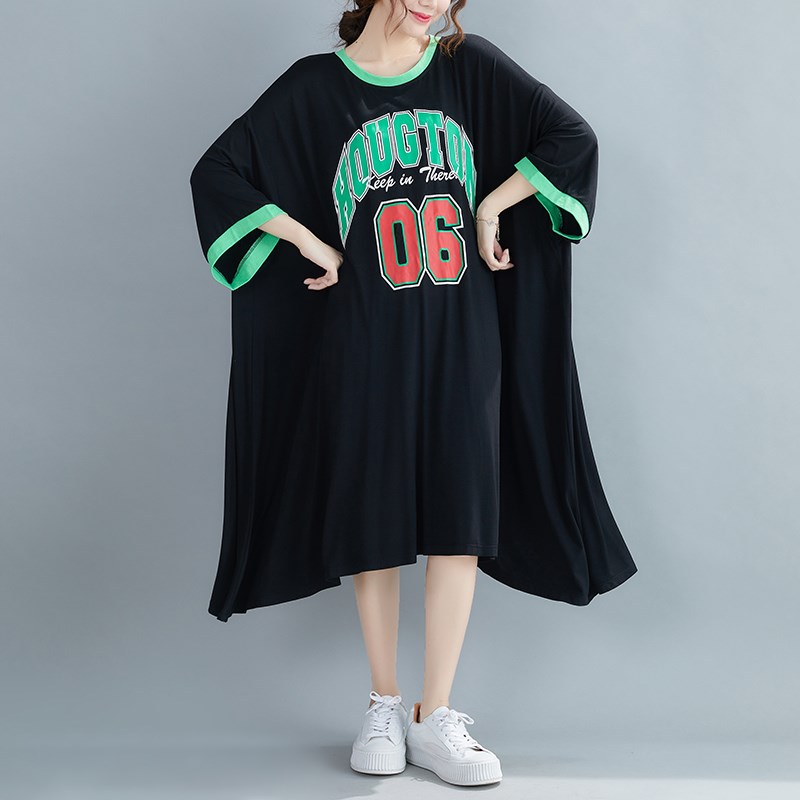 300斤超胖大码女装外贸特肥特大宽松t恤裙薄款显瘦240斤连衣裙夏