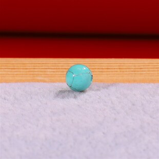 湖北绿松石散珠天然原矿高瓷单珠6.4mm圆珠 59号 无优化松石单珠