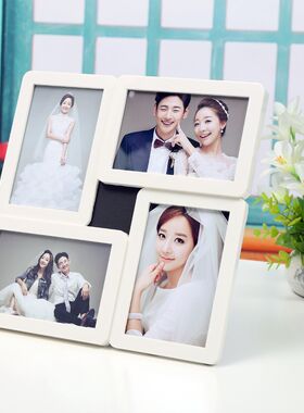简约现代寸相框相架摆台挂墙照片墙儿童婚纱影楼四宫格组合框