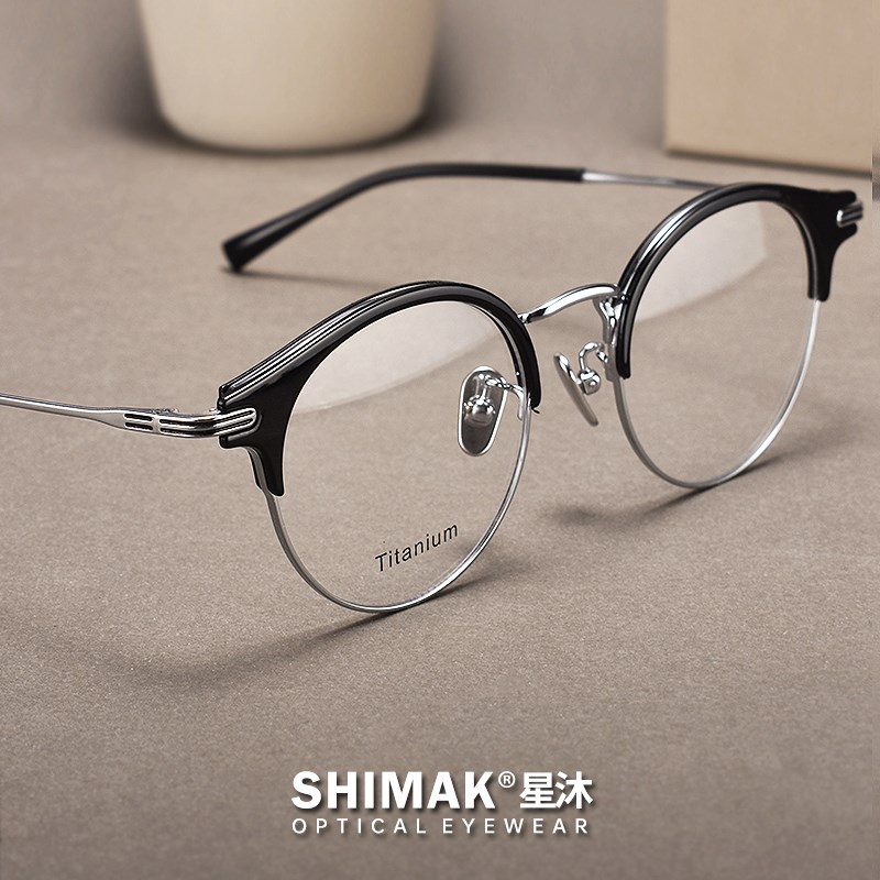 复古眼镜框男款圆框女大脸文艺近视可配钛眉线变色超轻个性镜架