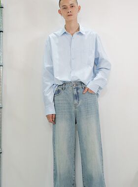 190高个子加长牛仔裤男宽松百搭复古水洗老爹直筒长裤潮牌春季裤