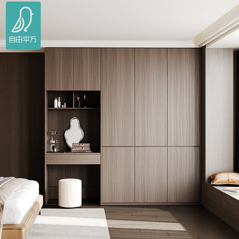 现代简约衣柜梳妆台一体卧室家用实木收纳柜子大容量衣橱组合定制