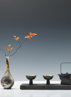 新中式茶具托盘组合摆件茶室客厅创意家居饰品样板房间茶几软装