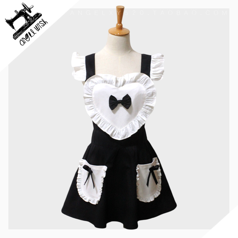 少女心 韩版时尚纯棉花边可爱公主日式女仆围裙 工作服 私人定制