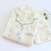 2025b春秋新款 田园碎花 家居服套装 睡衣女士纯棉纱布薄款 宽松长袖