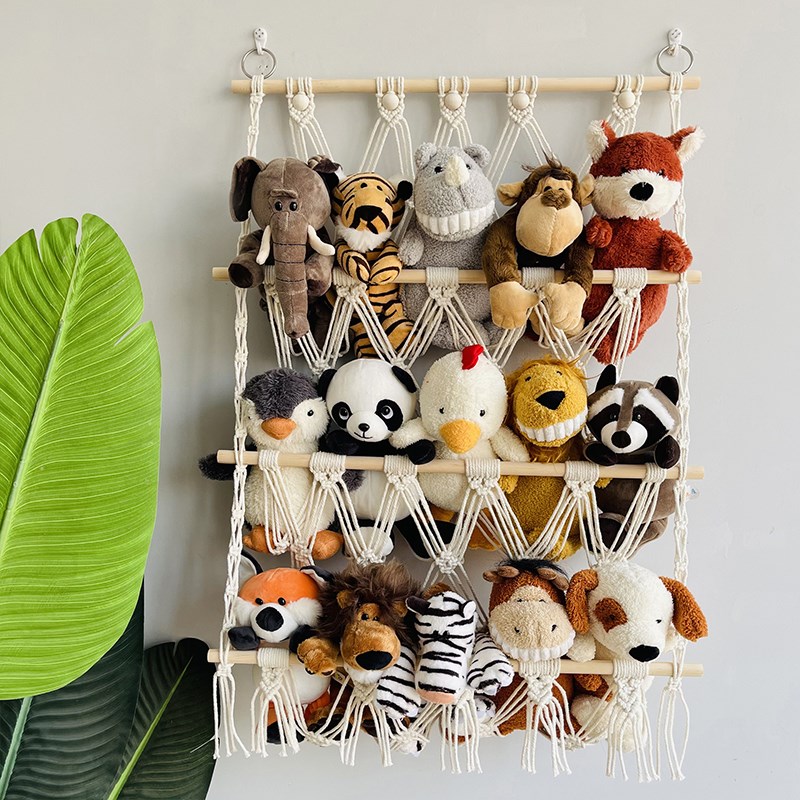 娃娃收纳挂墙上摆放毛绒玩具公仔布偶展示架置物架子神器床头免打