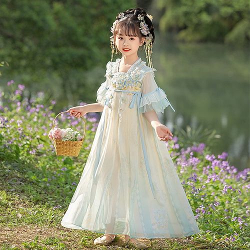 女童汉服2025新款儿童古风唐装薄款公主连衣裙中国风古装短袖夏季