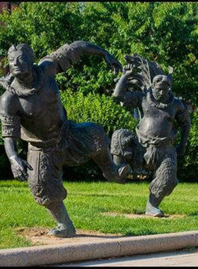 石膏定制蒙古少数民族跳舞雕像定做摔跤草原唱歌玻璃钢铜雕塑摆件