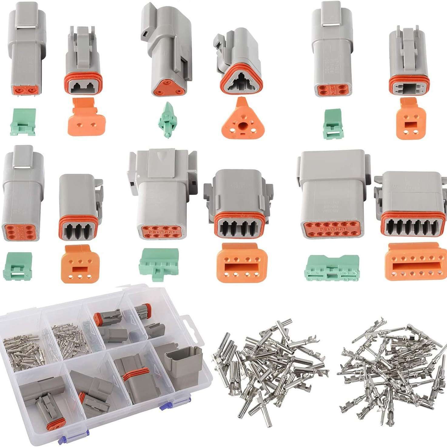 82PCS盒装2-12针DT防水电线连接器/公母接线端子组合套件