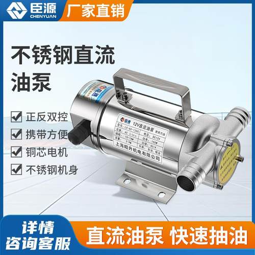 臣源不锈钢油泵12V24V220V加油泵自吸泵抽油泵柴油电动泵抽水泵