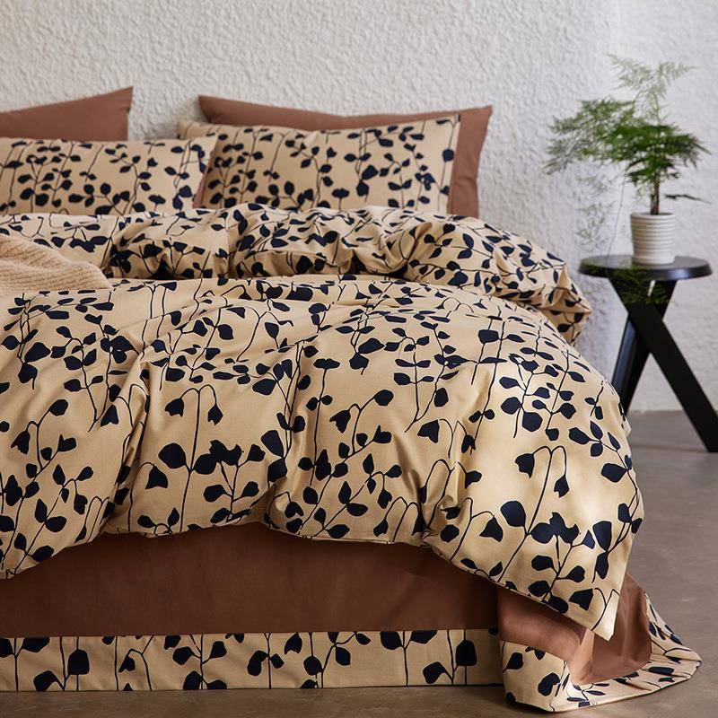 A类简约轻奢长绒棉四件磨毛全棉被套纯棉床单床笠三件套床上用品