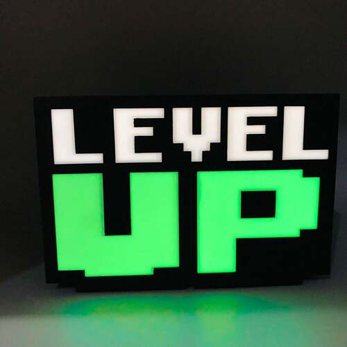 LEVELUP升级游戏氛围灯马赛克图标灯三档位调节变色声控拾音夜灯