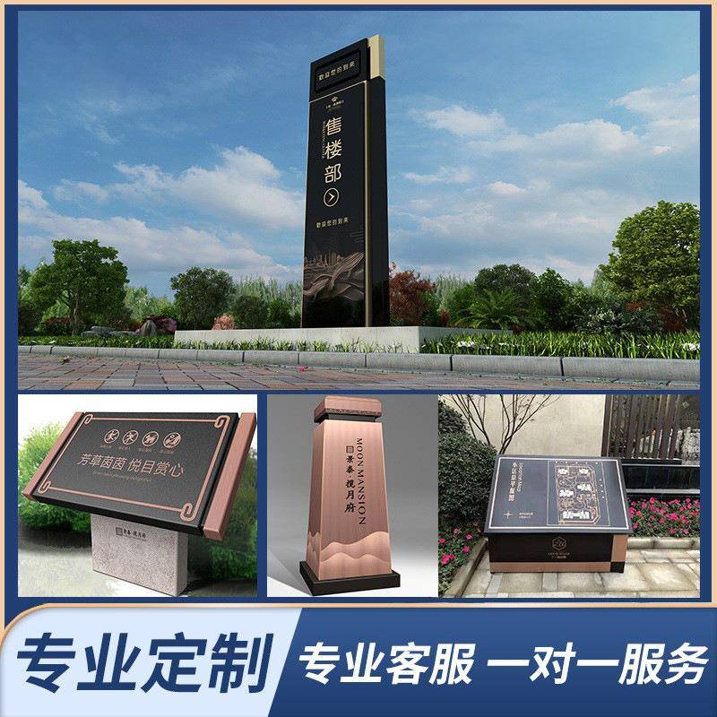 户外公园立牌房地产不锈钢导向牌精神堡垒标识牌制作广告牌