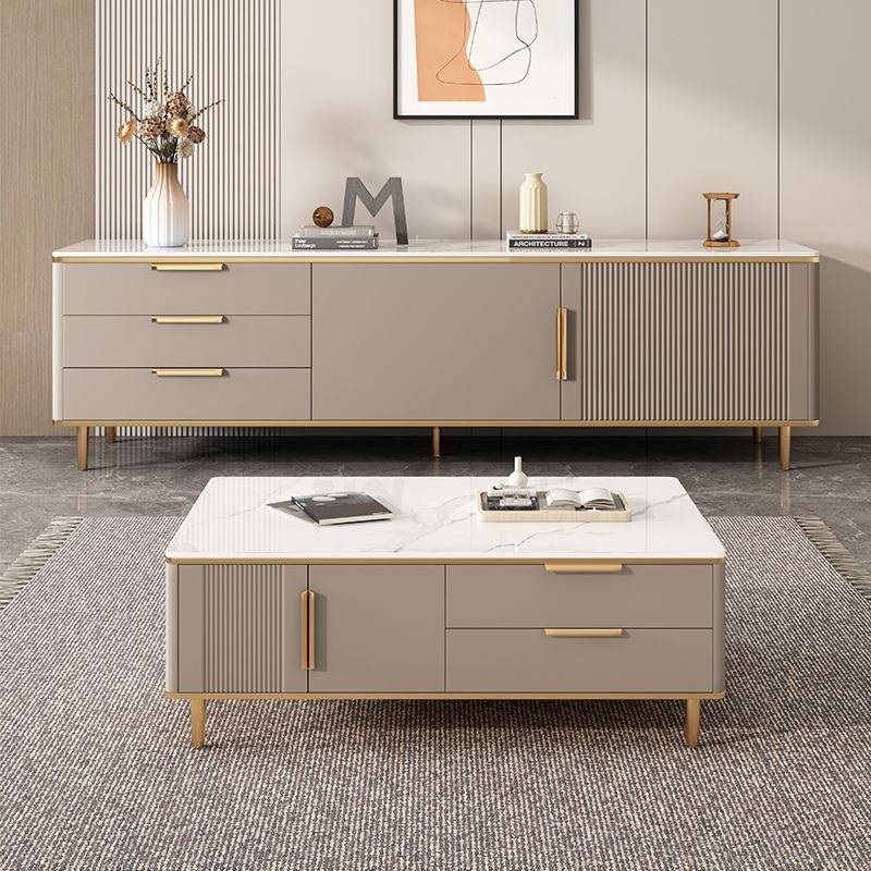 岩板全实木电视柜茶几组合现代简约小户型家用客厅2024新轻奢高款