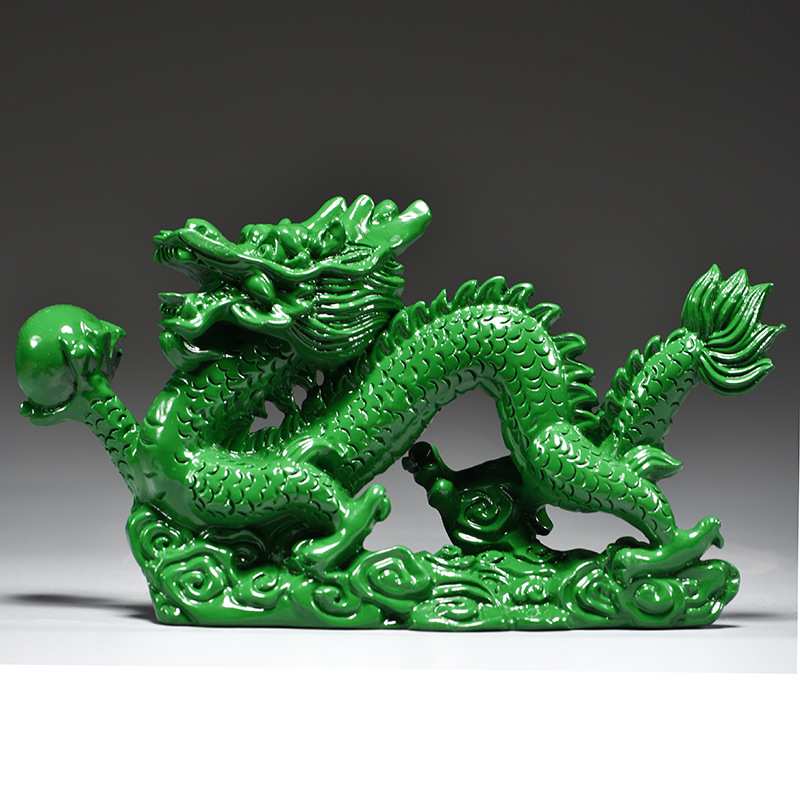 绿色木质龙青龙摆件木制十二生肖木头飞龙客厅缺角补角装饰工艺品图片